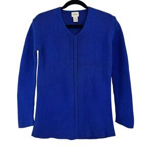 VTG 80s Neiman Marcus 100% Cotton Cobalt Blue Knit Sweater Women’s Hong Kong S